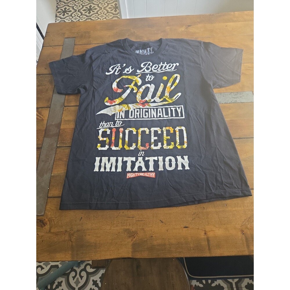 Mighty Healthy Streetwear Herman Melville Quote Graphic T Shirt Large Black